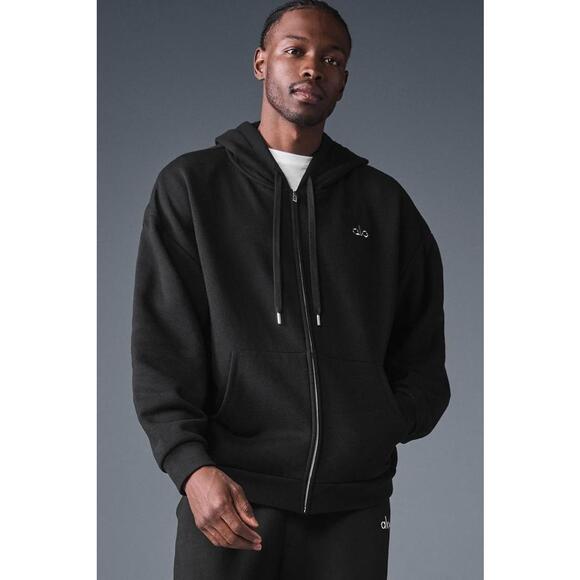 Alo Yoga Accolade Full Zip Hoodie Black Size M Unisex Oversized NWOT - Picture 3 of 9